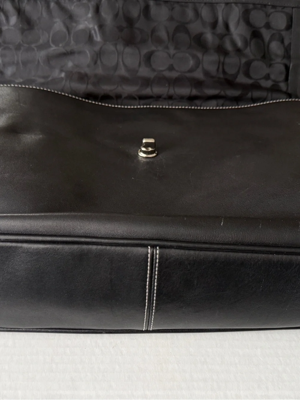 Vtg Coach Black Leather Turn-lock Laptop Bag Briefcase or Messenger Bag #6457